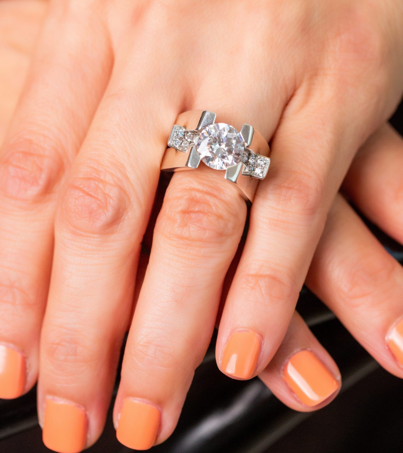 Close Up Of Custom Engagement Ring Showing Cornelis Hollander Craftsmanship